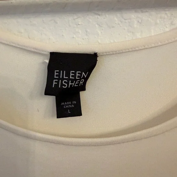 Eileen Fisher 100% Silk Jersey Shell Tank Top L Cream Ivory Capsule Minimalist - Picture 3 of 8